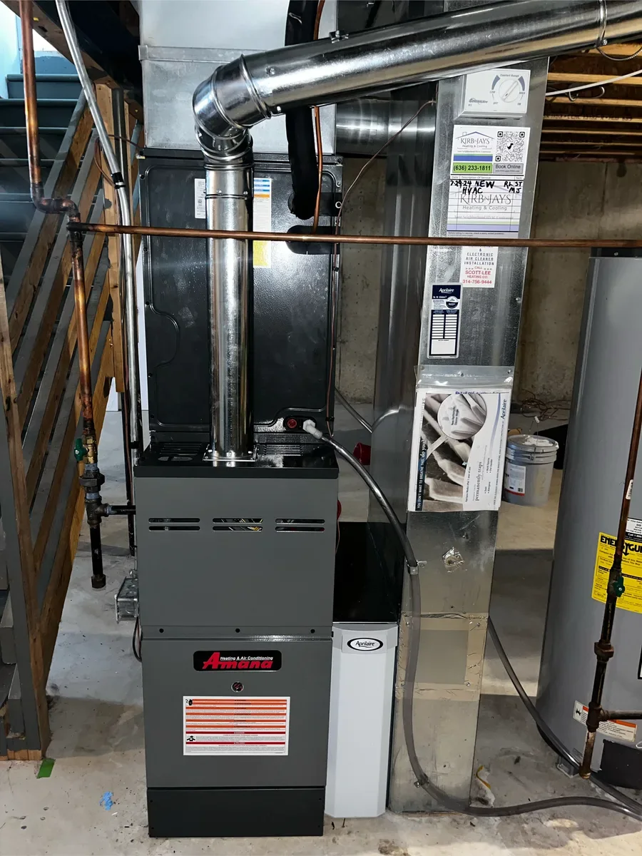 Indoor furnace after replacement in Lake St. Louis, Missouri.