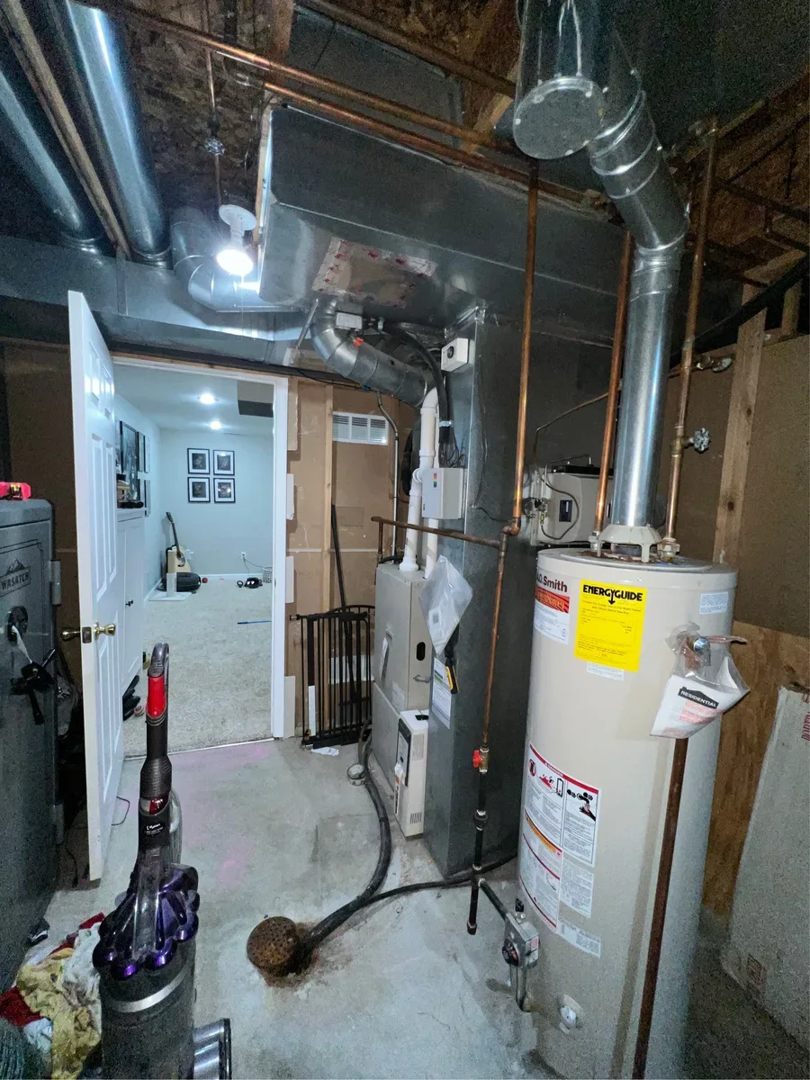 Indoor furnace before replacement in Lake St. Louis, Missouri.