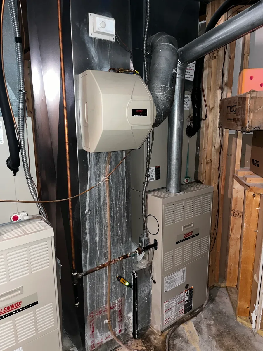 Indoor furnace before replacement in Lake St. Louis, Missouri.