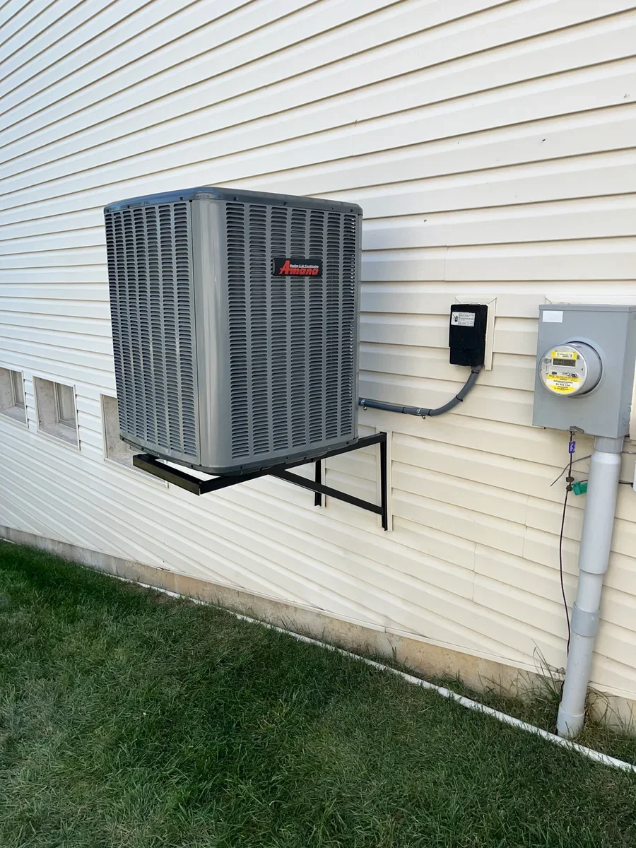 Outdoor air conditioner after replacement in O'Fallon, Missouri.