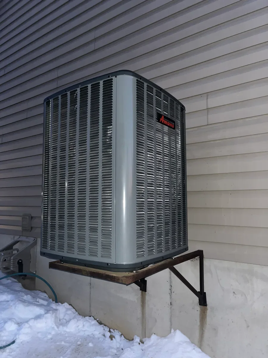 Outdoor air conditioner after replacement in O'Fallon, Missouri.