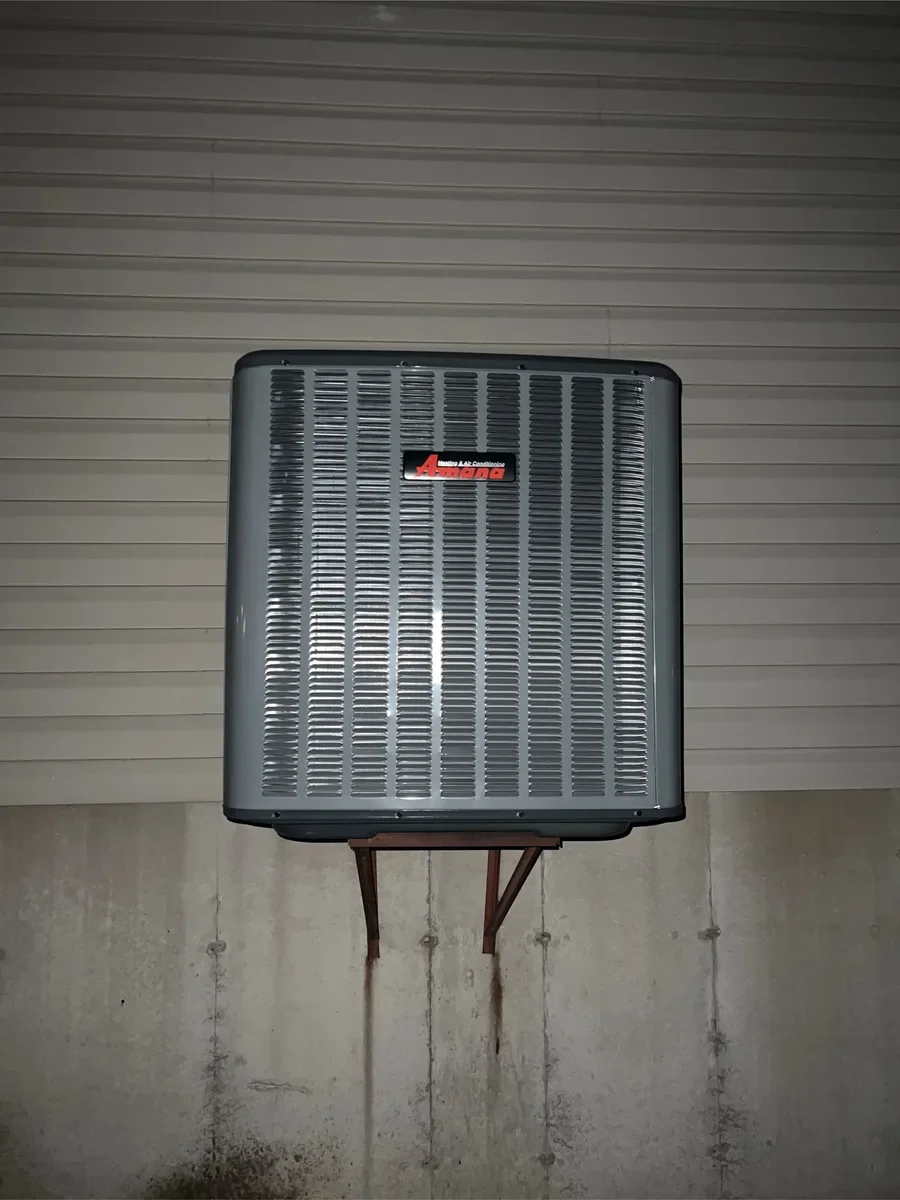 Outdoor air conditioner after replacement in O'Fallon, Missouri.
