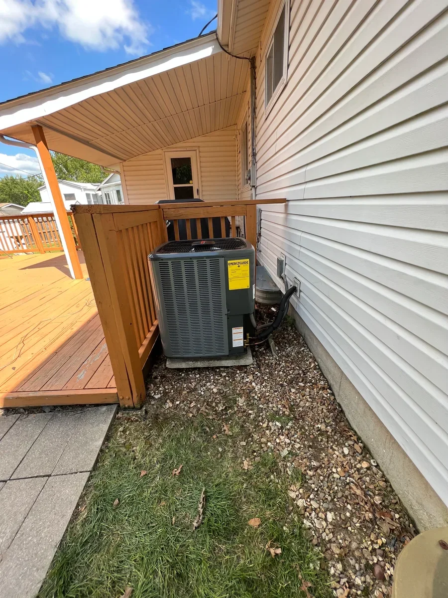 Outdoor air conditioner after replacement in O'Fallon, Missouri.