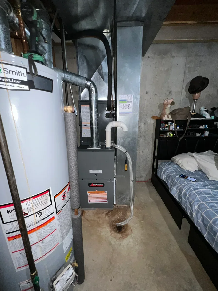 Indoor furnace after a complete heating and cooling system replacement by KirbnJays in O'Fallon, Missouri.