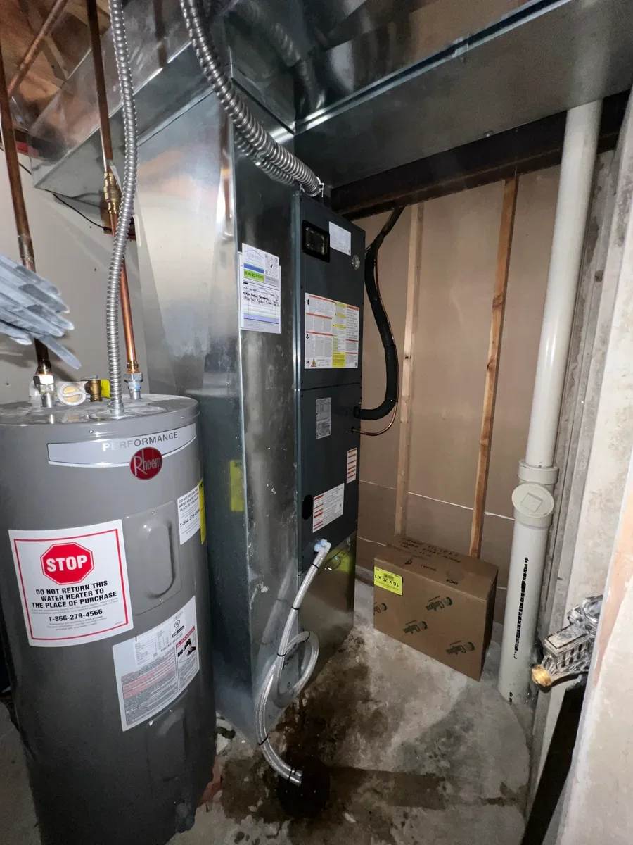 Indoor equipment after a heating and cooling system replacement in O'Fallon, Missouri.