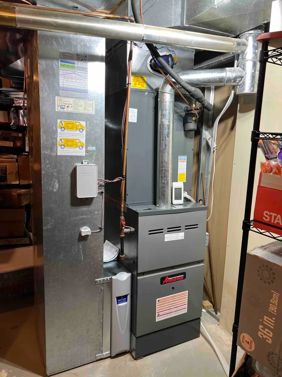 Indoor furnace after replacement in O'Fallon, Missouri.