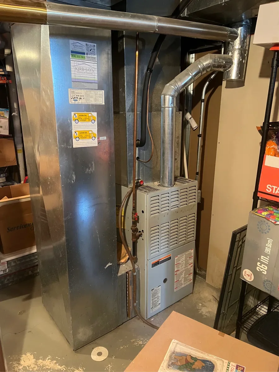 Indoor furnace before replacement in O'Fallon, Missouri.