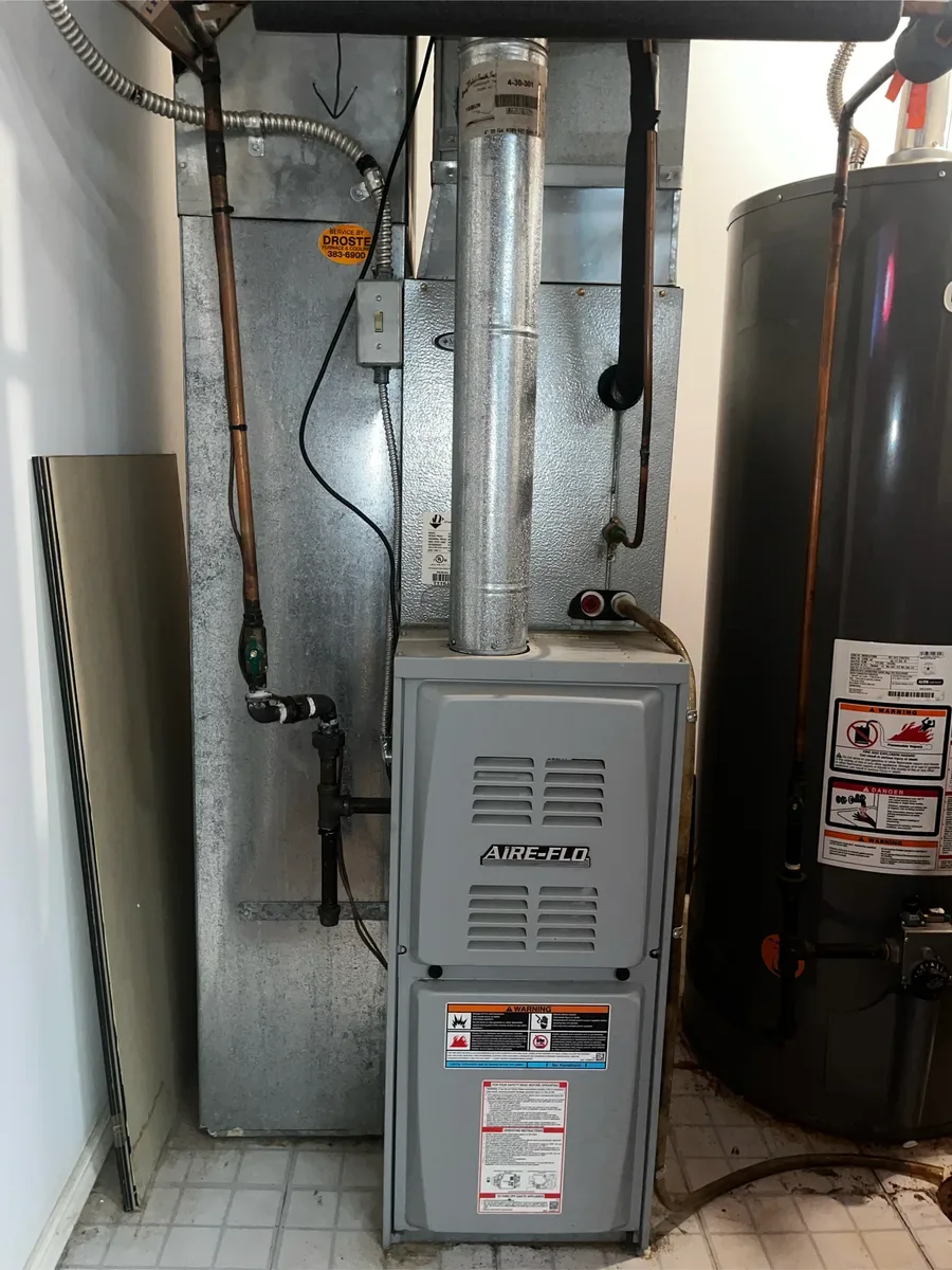 Indoor furnace before replacement in O'Fallon, Missouri.