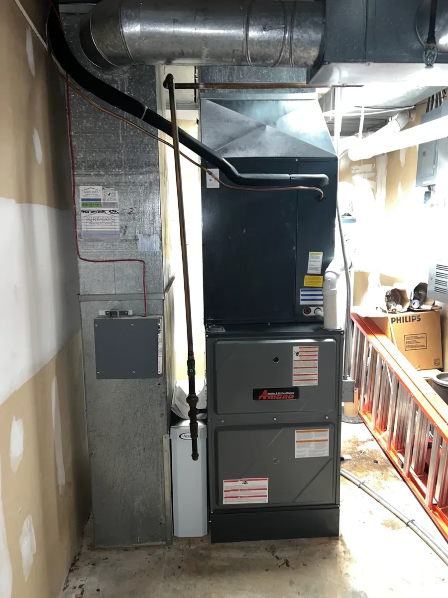 Indoor furnace after replacement in O'Fallon, Missouri.