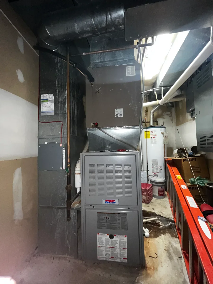 Indoor furnace before replacement in O'Fallon, Missouri.