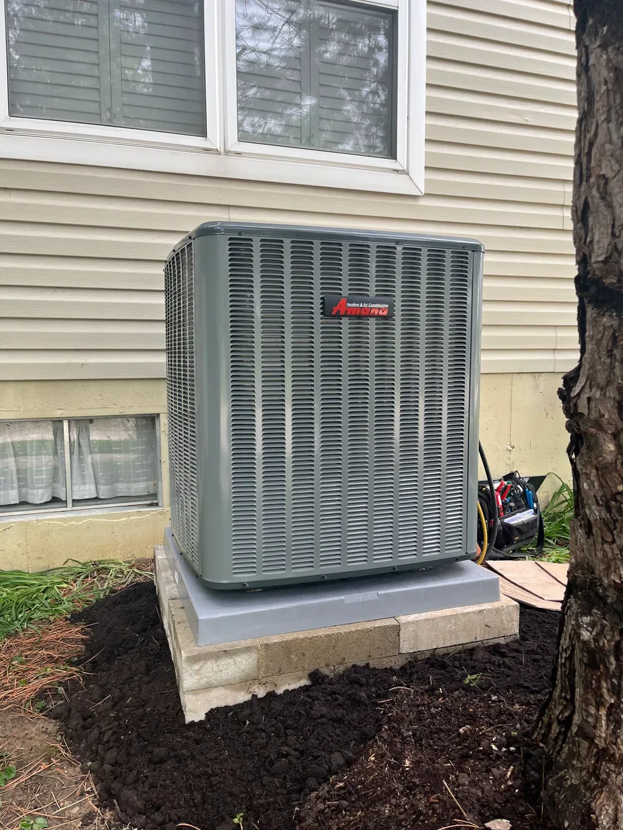 Outdoor air conditioner after replacement in St. Charles, Missouri.