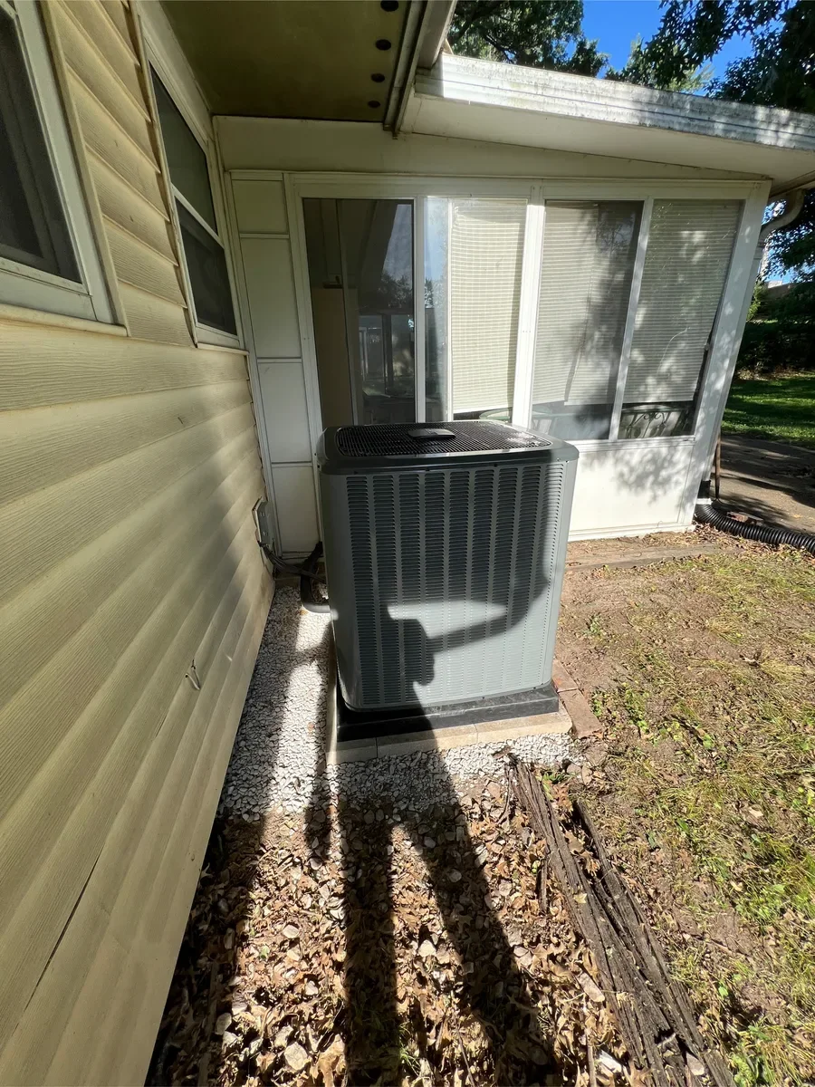 Outdoor air conditioner after replacement in St. Charles, Missouri.