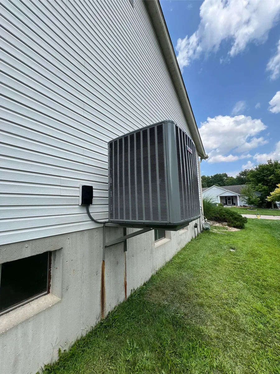 Outdoor air conditioner after replacement in St. Charles, Missouri.