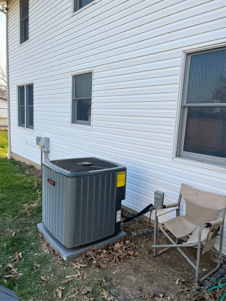 Outdoor air conditioner after replacement in St. Charles, Missouri.