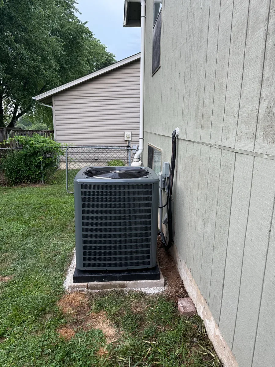 Outdoor air conditioner after replacement in St. Peters, Missouri.