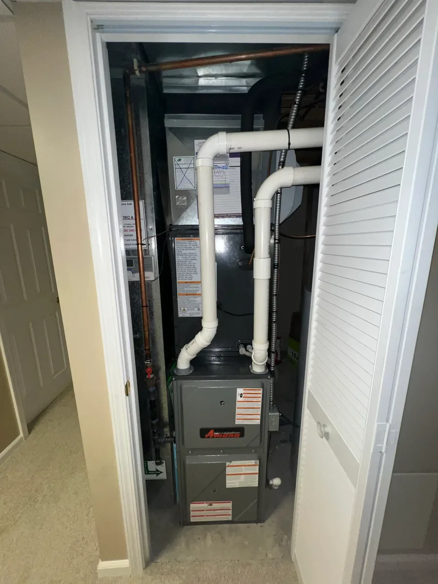 Completed indoor equipment installed by KirbnJays for a heating and cooling system replacement in St. Peters, Missouri.