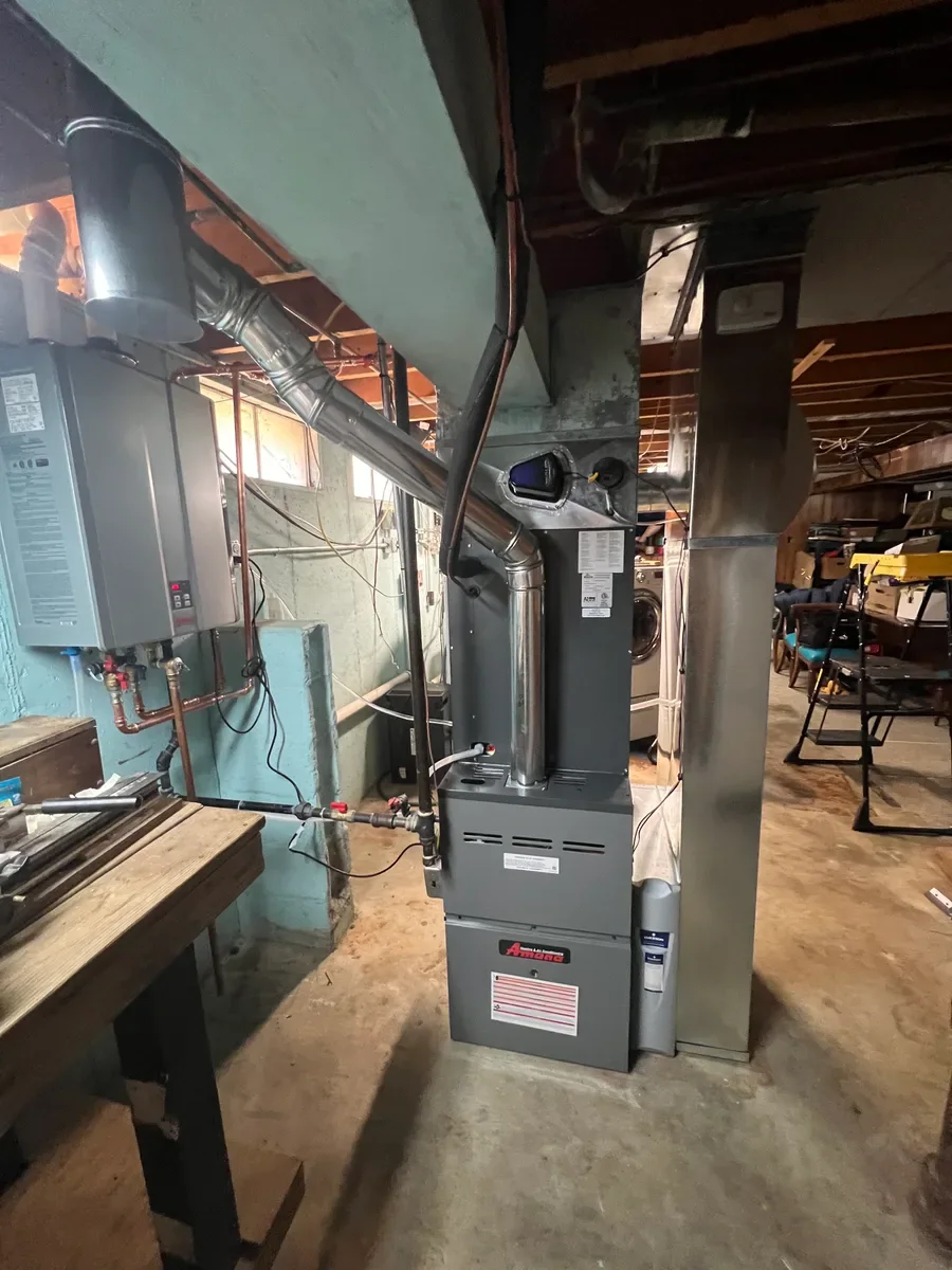 Completed indoor equipment installed by KirbnJays for a heating and cooling system replacement in St. Peters, Missouri.