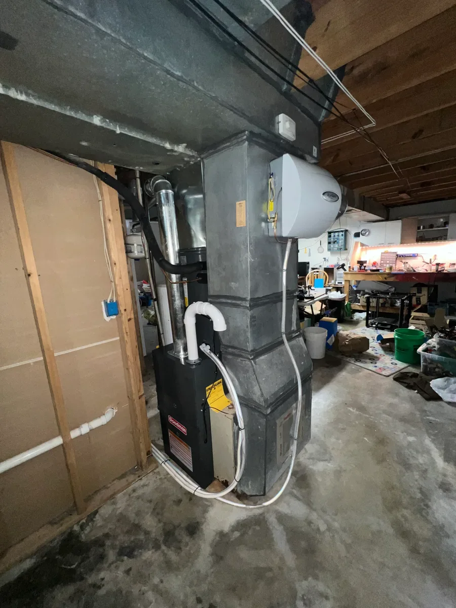 Indoor equipment after a heating and cooling system replacement in St. Peters, Missouri.