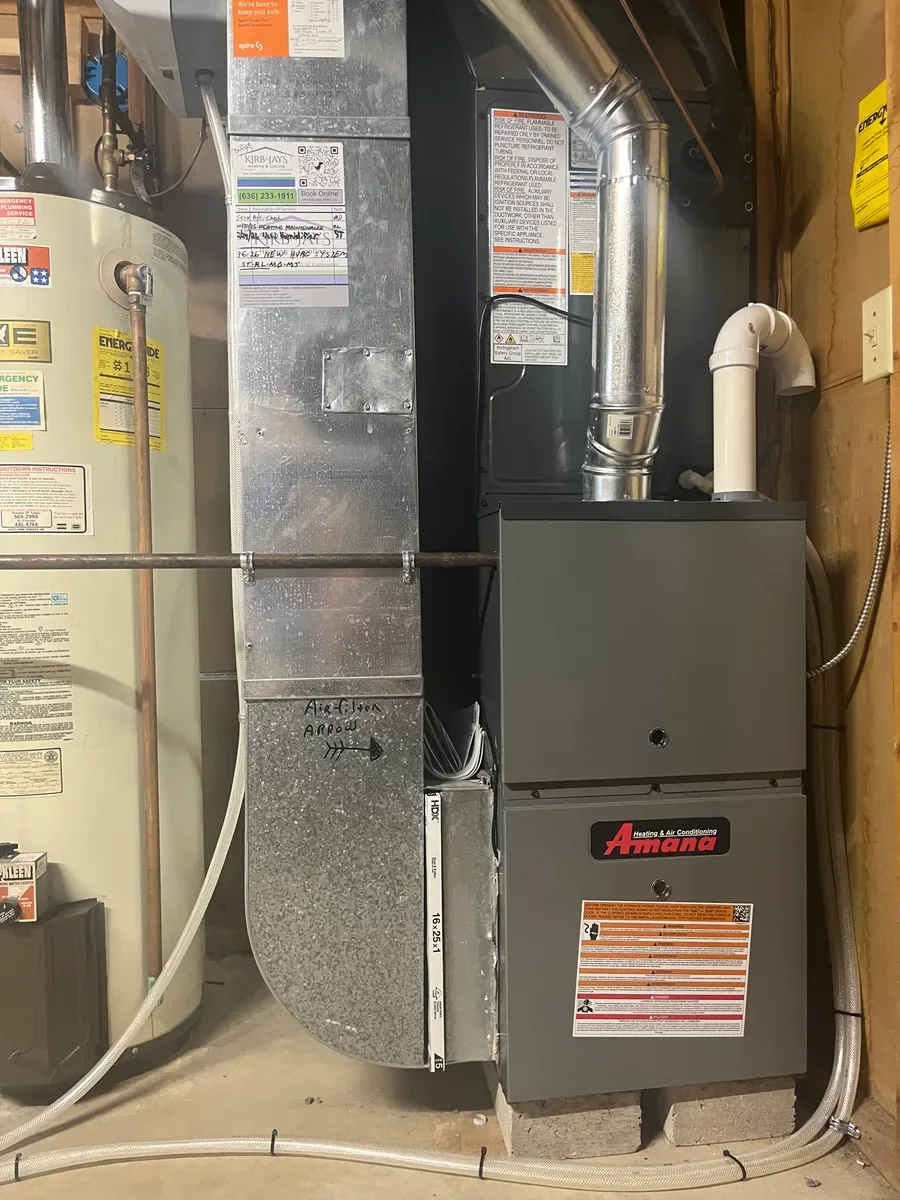 Indoor furnace after replacement in St. Peters, Missouri.