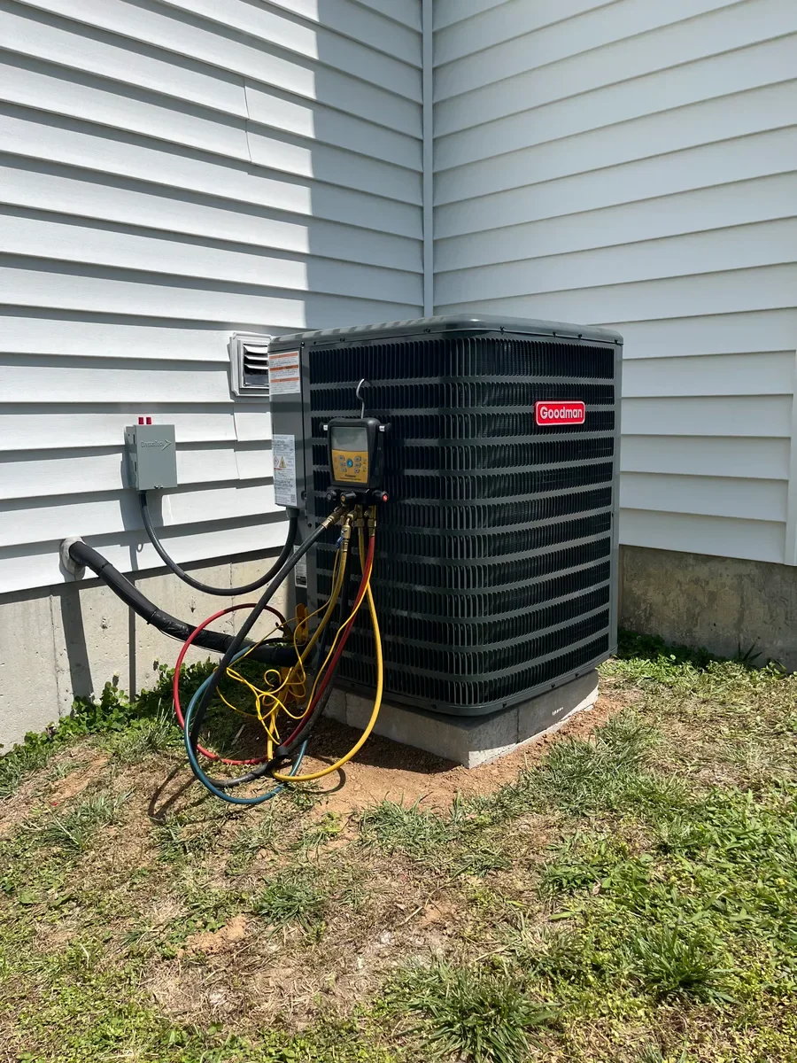 Outdoor air conditioner after replacement in Wentzville, Missouri.