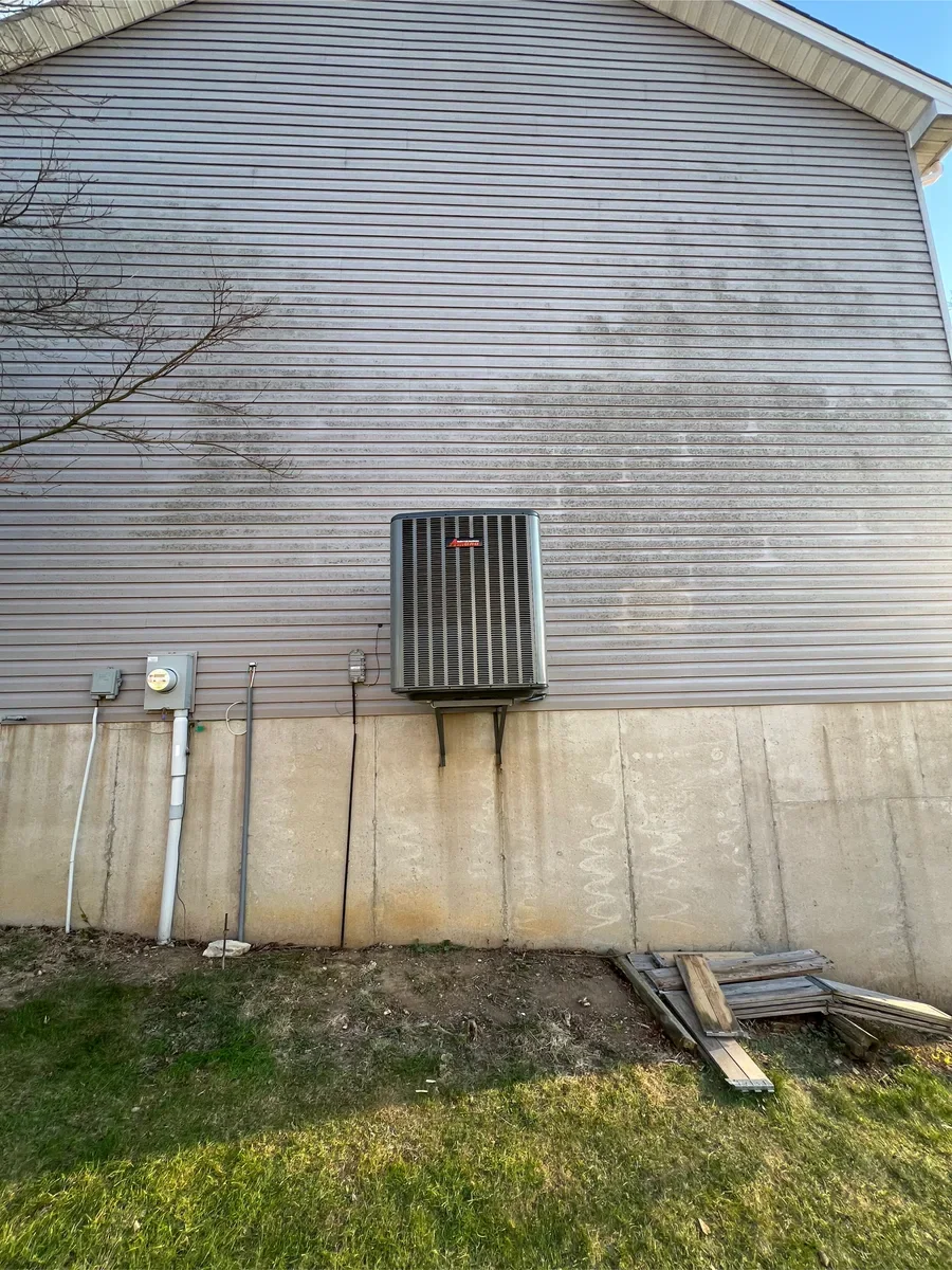 Outdoor air conditioner after replacement in Wentzville, Missouri.