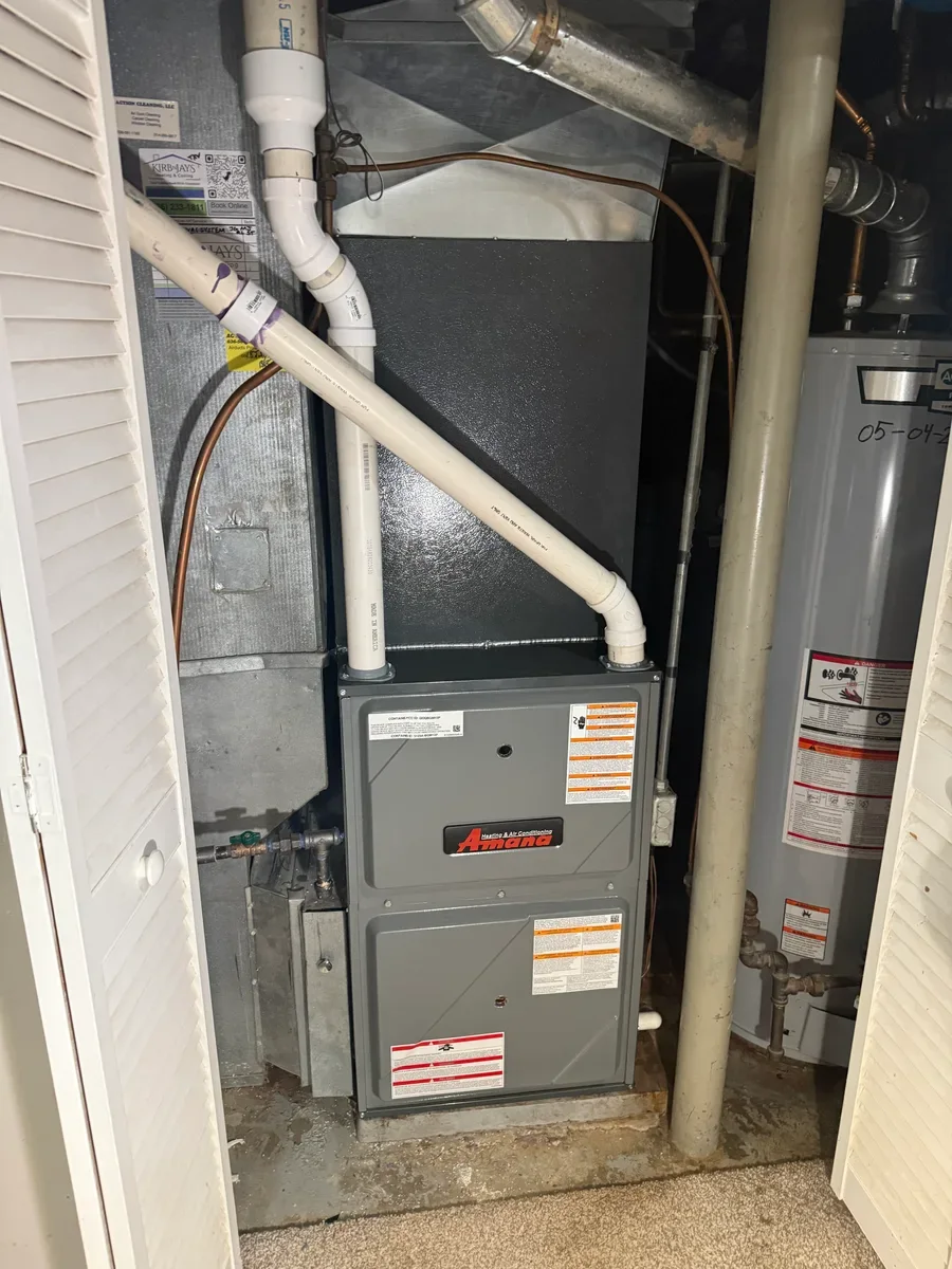 Completed indoor equipment installed by KirbnJays for a heating and cooling system replacement in Wentzville, Missouri.