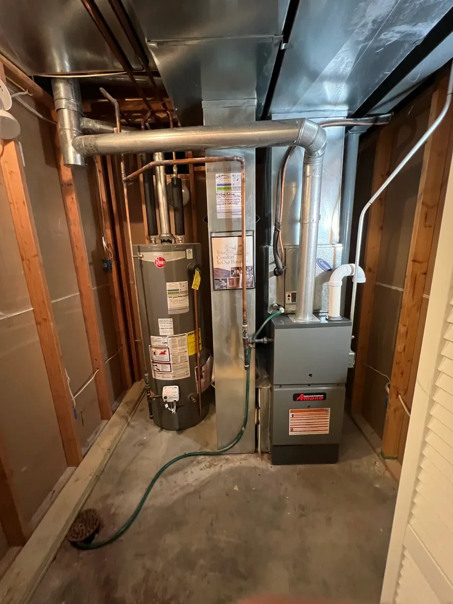 Indoor furnace after replacement in Wentzville, Missouri.