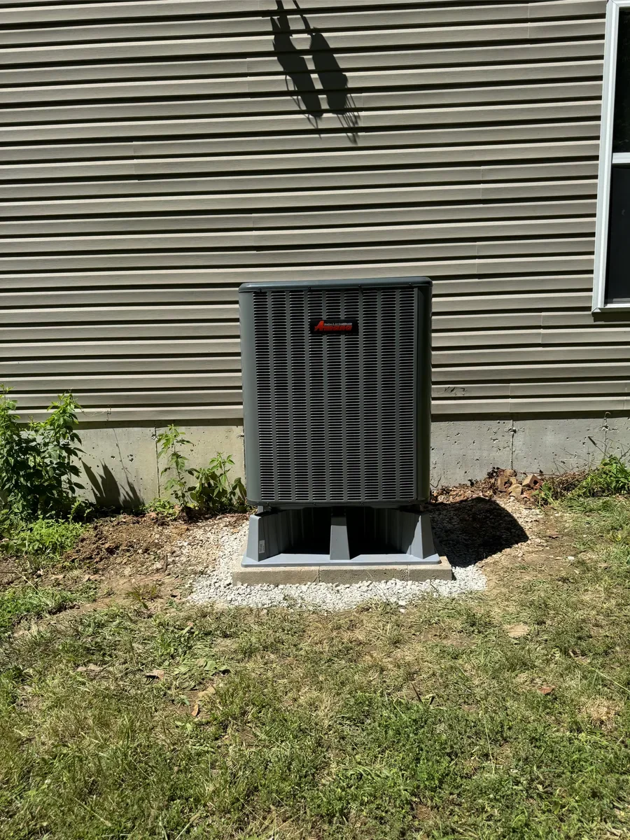 Outdoor heat pump after replacement in Wentzville, Missouri.